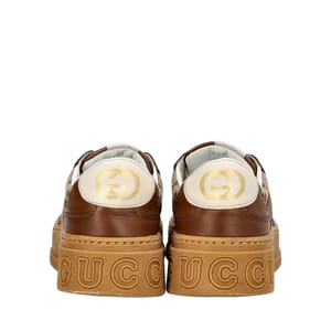 Mixed Material GG Kids Chunky Sneakers Beige/Brown, view 4