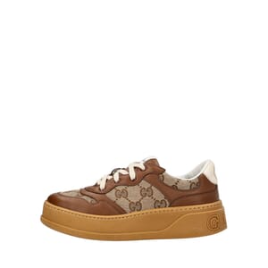 Mixed Material GG Kids Chunky Sneakers Beige/Brown, view 2