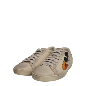 x DISNEY Leather Distressed Mickey Mouse Ace Sneakers Ivory