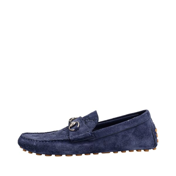 Suede GG Horsebit Loafers Blue