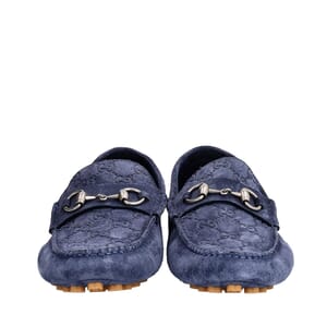 Suede GG Horsebit Loafers Blue, view 2
