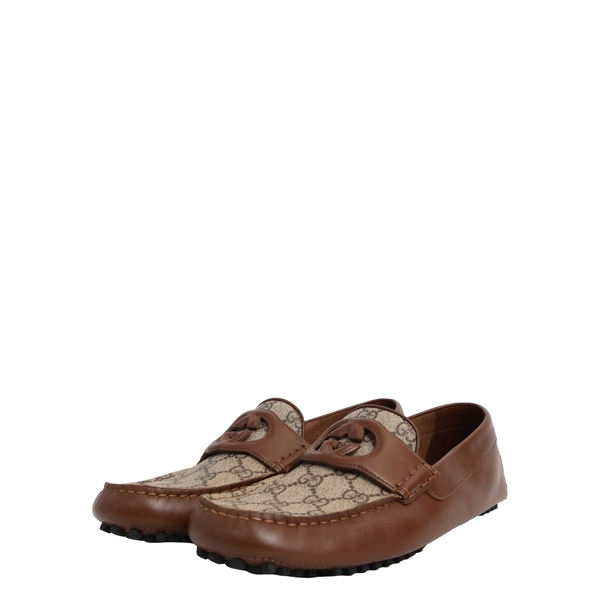Supreme GG/Leather Loafers Beige/Brown