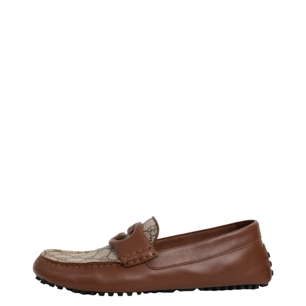 Supreme GG/Leather Loafers Beige/Brown