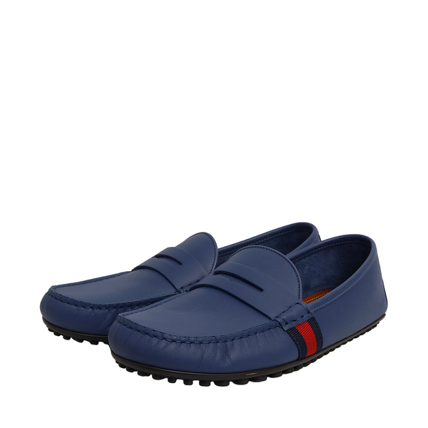 Leather Web Loafers Blue