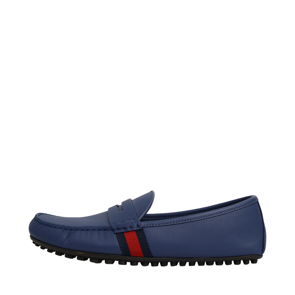 Leather Web Loafers Blue