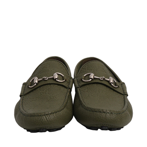 Leather GG Horsebit Loafers Green, view 3
