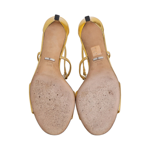 Leather Crystal Embellished GG Sandals Metallic Gold, view 5
