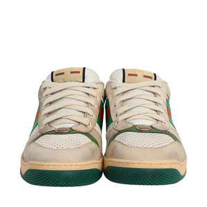 Mixed Material Distressed Screener Sneakers Ivory/Beige, view 3