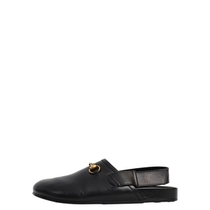 Leather Horsebit Slippers Black, view 2