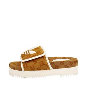 x ADIDAS Canvas GG Platform Slide Sandals Brown/White, view 2