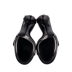 Leather Studded Ankle Strap Sandals Black, view 5
