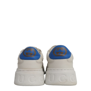 Perforated Leather Web Chunky Sneakers White, view 4