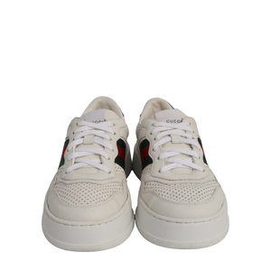 Perforated Leather Web Chunky Sneakers White, view 3