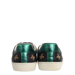 Leather Ace Bee Embroidered Sneakers Black, view 4