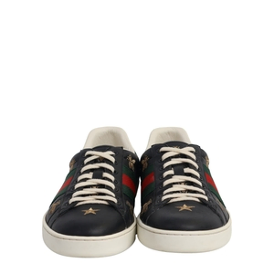Leather Ace Bee Embroidered Sneakers Black, view 3
