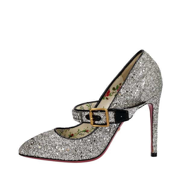 Glitter Crystal Embellished Sylvie Pumps Silver