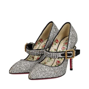 Glitter Crystal Embellished Sylvie Pumps Silver