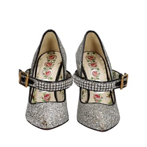Glitter Crystal Embellished Sylvie Pumps Silver, view 3