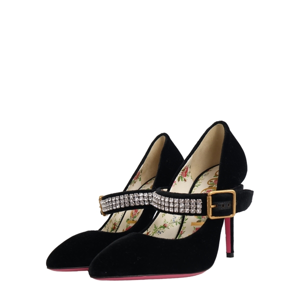 Velvet Crystal Embellished Sylvie Pumps Black