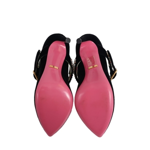 Velvet Crystal Embellished Sylvie Pumps Black, view 5