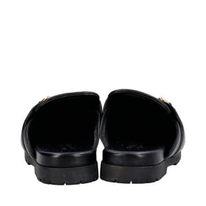 Leather Horsebit Lug Sole Mules Black, view 4