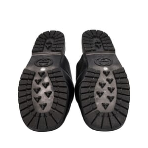 Leather Horsebit Lug Sole Mules Black, view 5