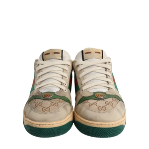 Mixed Material GG Screener Sneakers Beige/Green, view 4