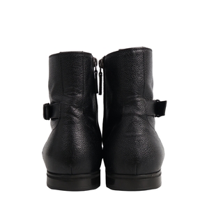 Vintage Grained Leather Ankle Boots Black, view 4
