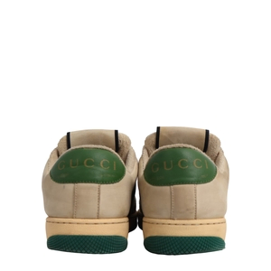 Mixed Material Distressed Screener Sneakers Beige/Green, view 4