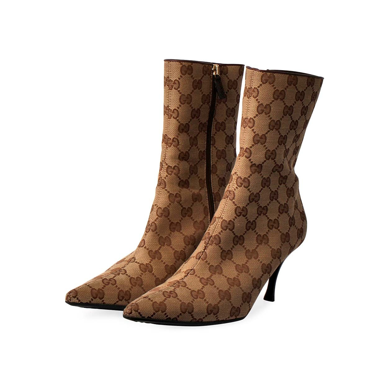 GUCCI Pointed Toe Ankle Boots Brown | Luxity