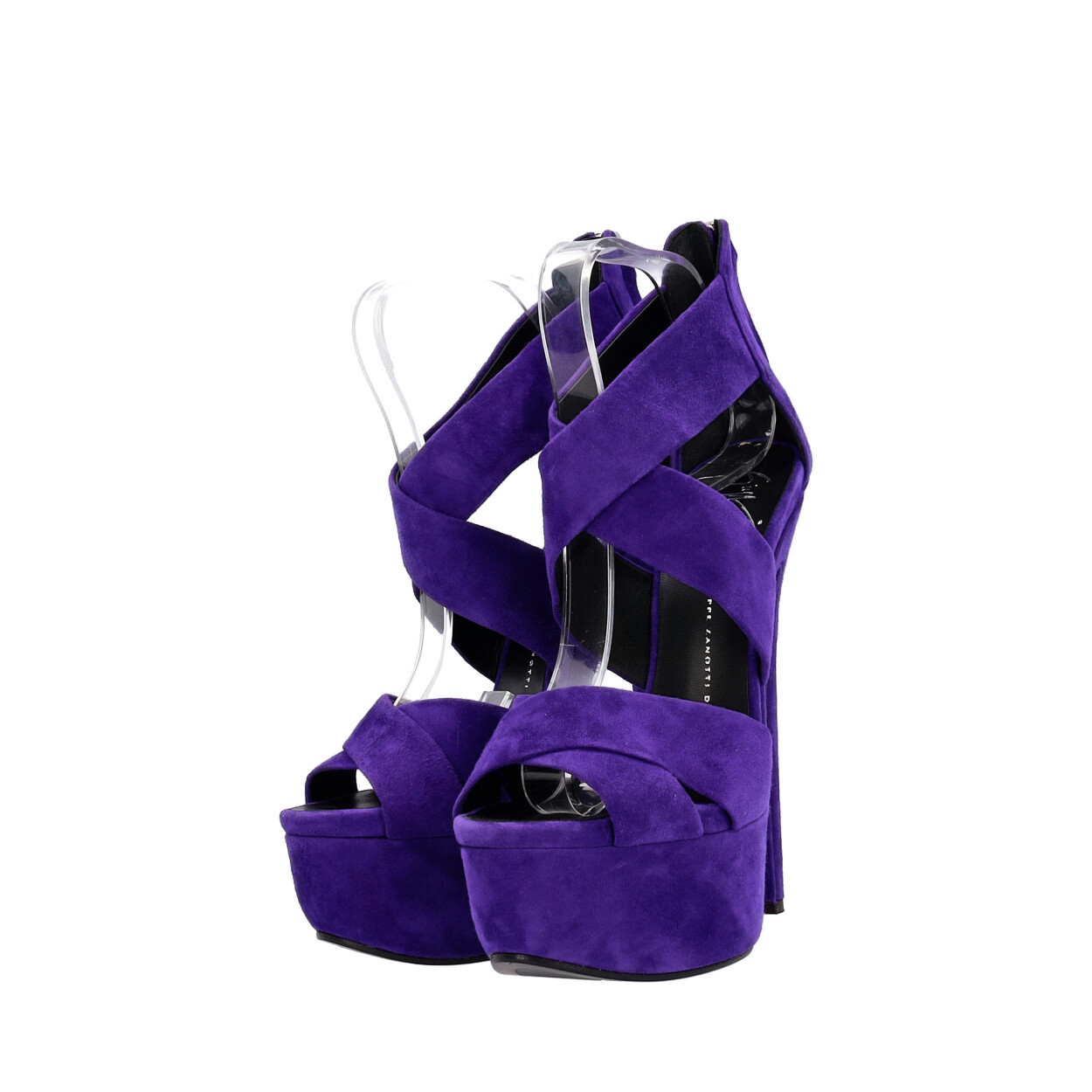 GIUSEPPE ZANOTTI Suede Criss Cross Platform Sandals Purple | Luxity