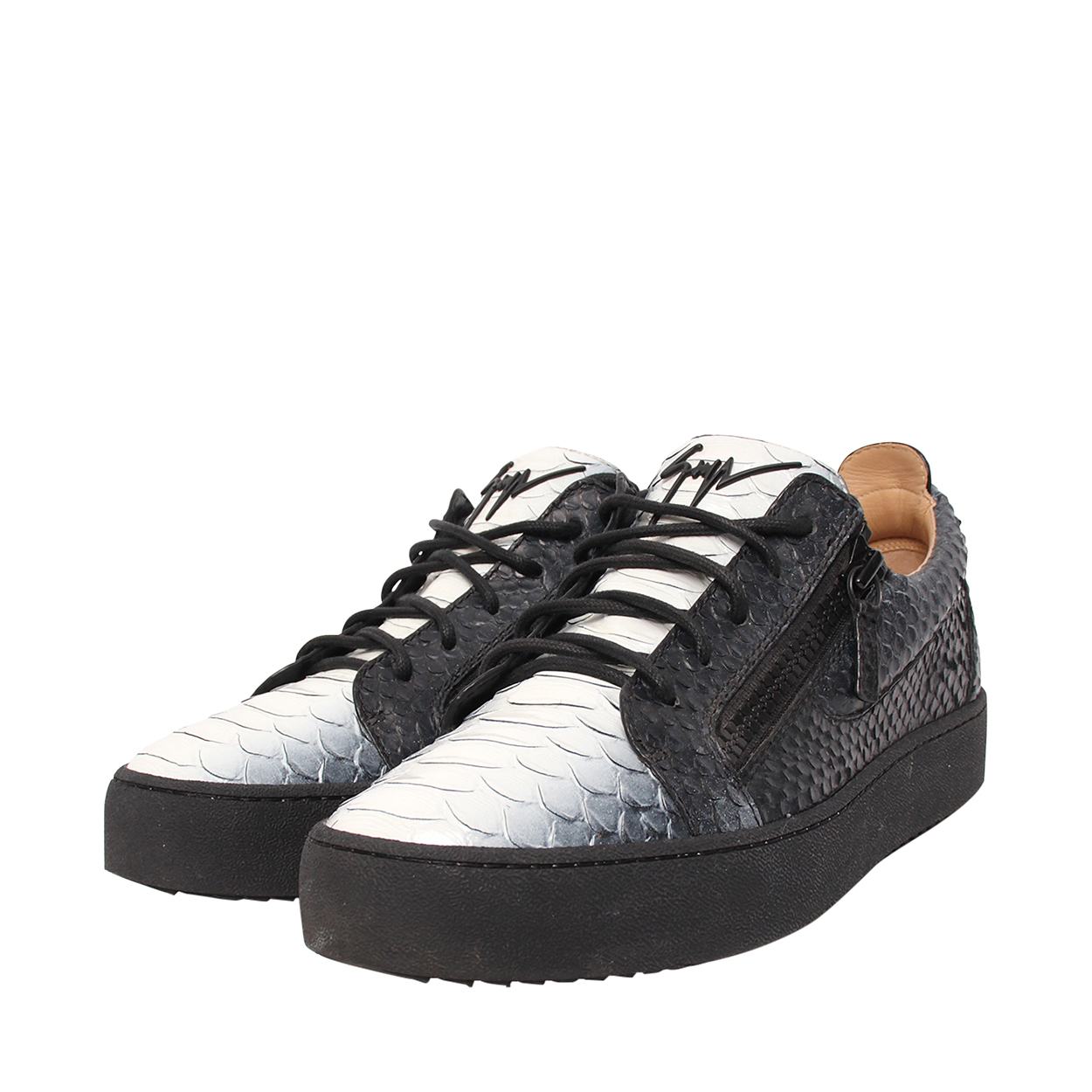 GIUSEPPE ZANOTTI Python Frankie Sneakers Black/White | Luxity GIUSEPPE ZANOTTI Python Frankie Sneakers Black/White | Luxity