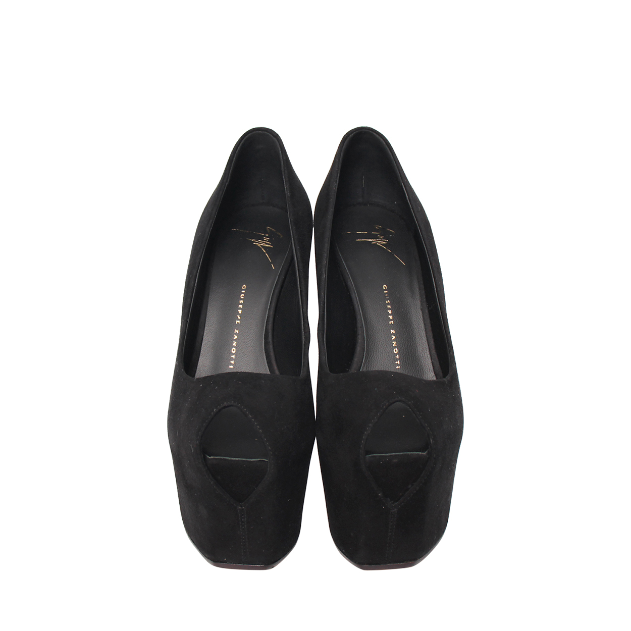 GIUSEPPE ZANOTTI Suede Peep Toe Platform Pumps Black | Luxity
