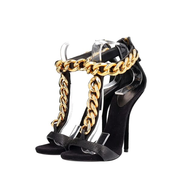 Leather/Suede Elsie Sandals Black/Gold