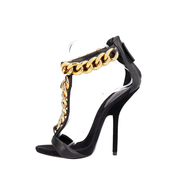 Leather/Suede Elsie Sandals Black/Gold