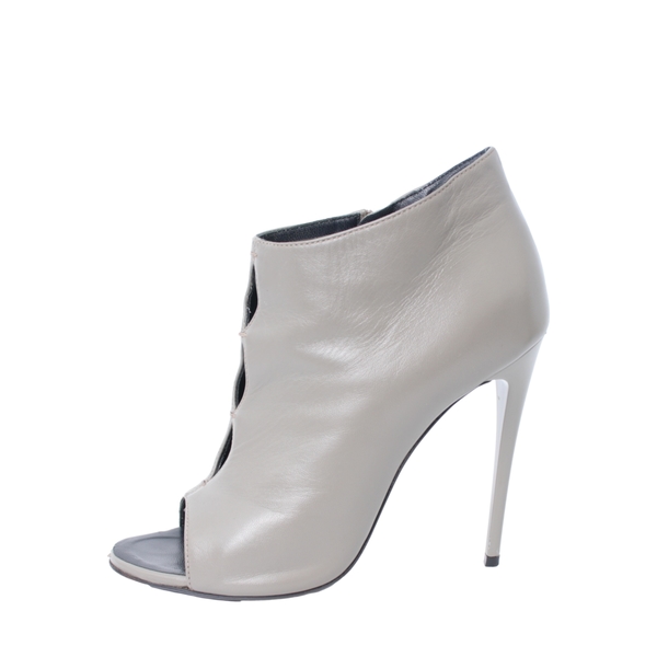Leather Peep Toe Ankle Boots Grey