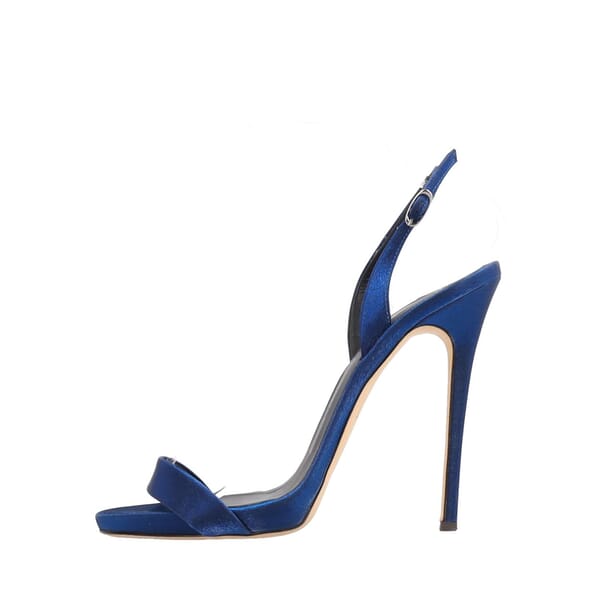 Satin Slingback Sandals Blue