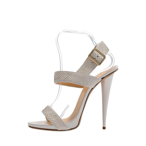 Snake Skin Strappy Sandals White