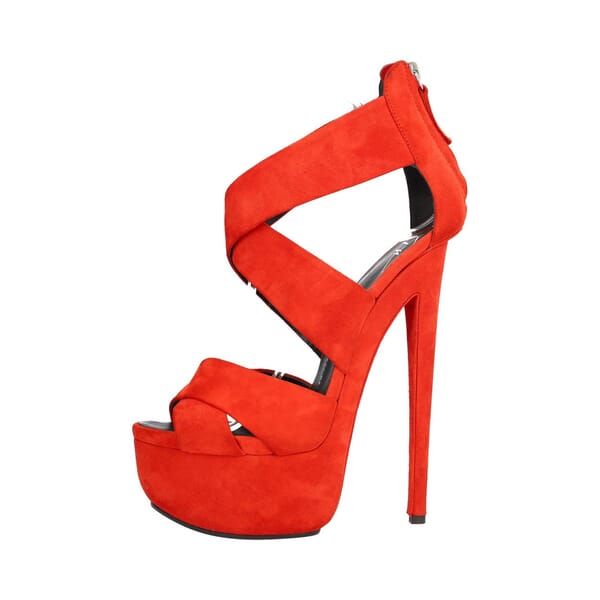 Suede Platform Sandals Red