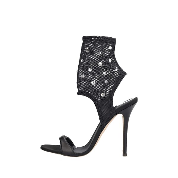 Leather/Net Studded Agnes Sandals Black