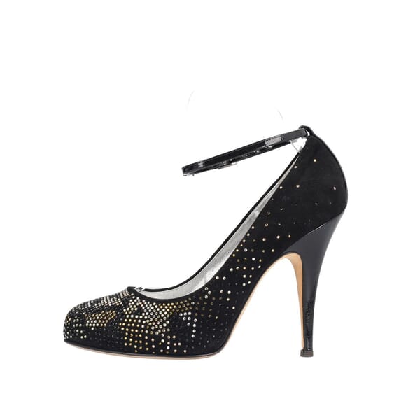 Suede Embellished Pumps Black