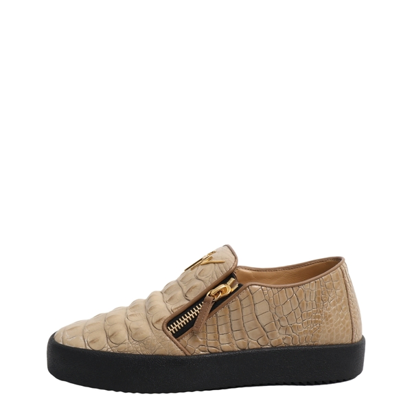 Croc Embossed Frankie Slip On Sneakers Beige