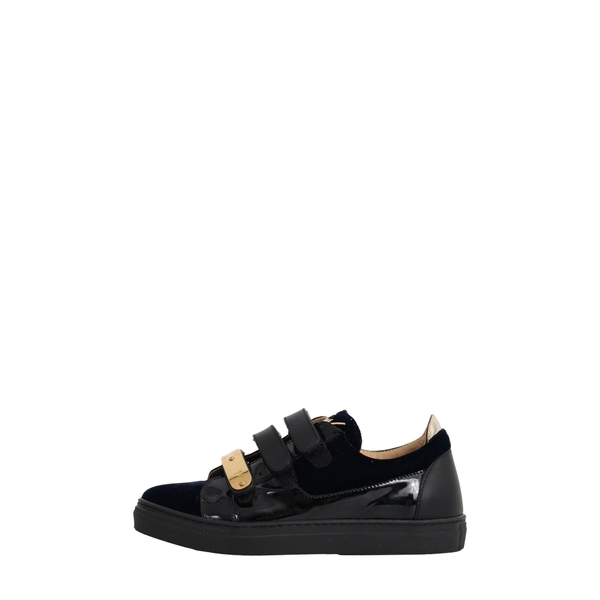 Velvet/Patent Kids Sneakers Navy/Black