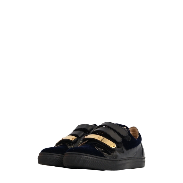 Velvet/Patent Kids Sneakers Navy/Black