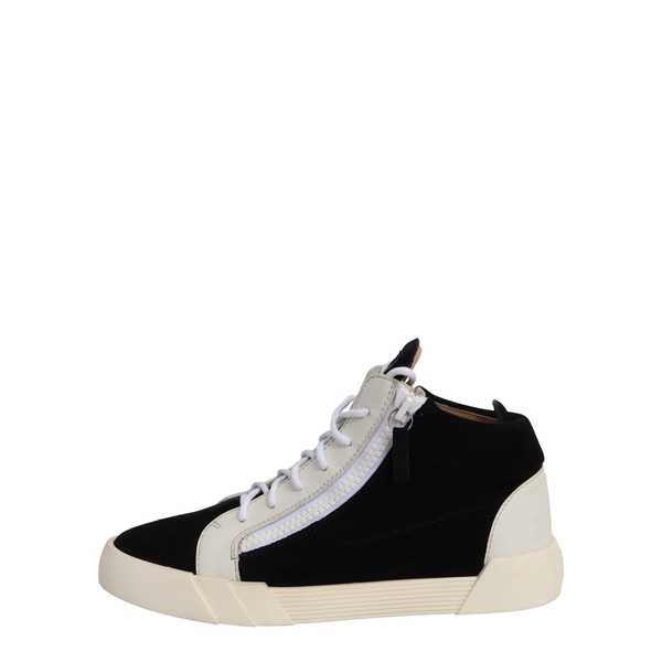 Leather/Velvet The Shark High Top Sneakers Black/White