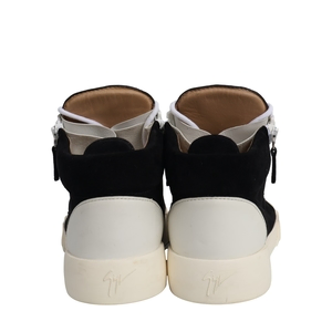 Leather/Velvet The Shark High Top Sneakers Black/White, view 4