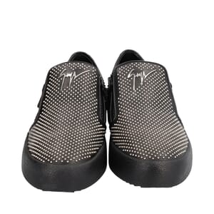 Leather Studded Eve Slip-On Sneakers Black, view 3