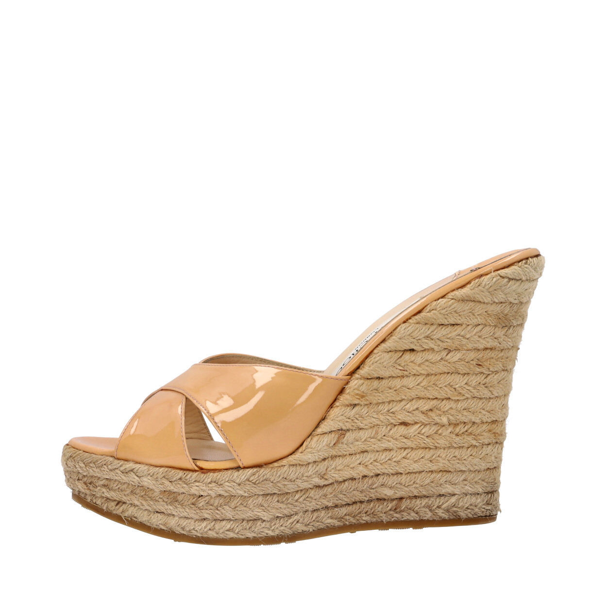JIMMY CHOO Patent Phyllis Wedge Espadrilles Nude | Luxity