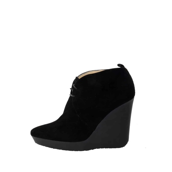 Suede/Rubber Wedge Ankle Boots Black