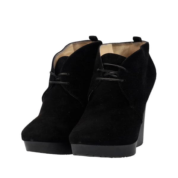 Suede/Rubber Wedge Ankle Boots Black